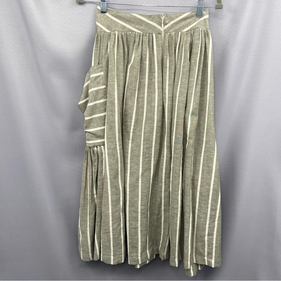 asos Linen Blend Striped Midi Skirt with Oversized Pockets Size 0 - Picture 6 of 11